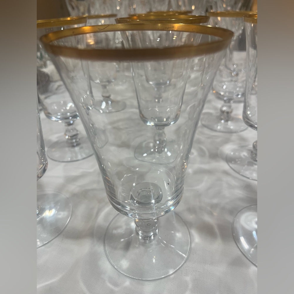 Vintage Fostoria Richmond gold trimmed ice tea glasses set or individually sold